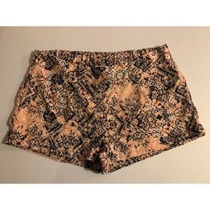 DIZZY GAL Women’s Pink Peach Black Print Elastic Waist Shorts Size Large